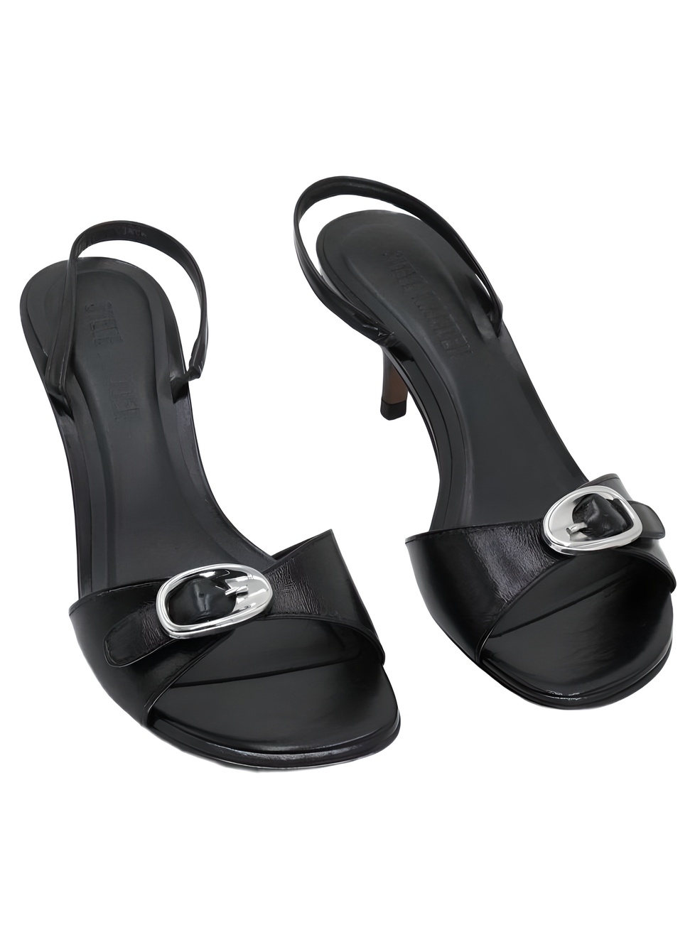 Steve Madden Henrietta Black Leather 2" Kitten Heel Slingback Sandals Size 6M
